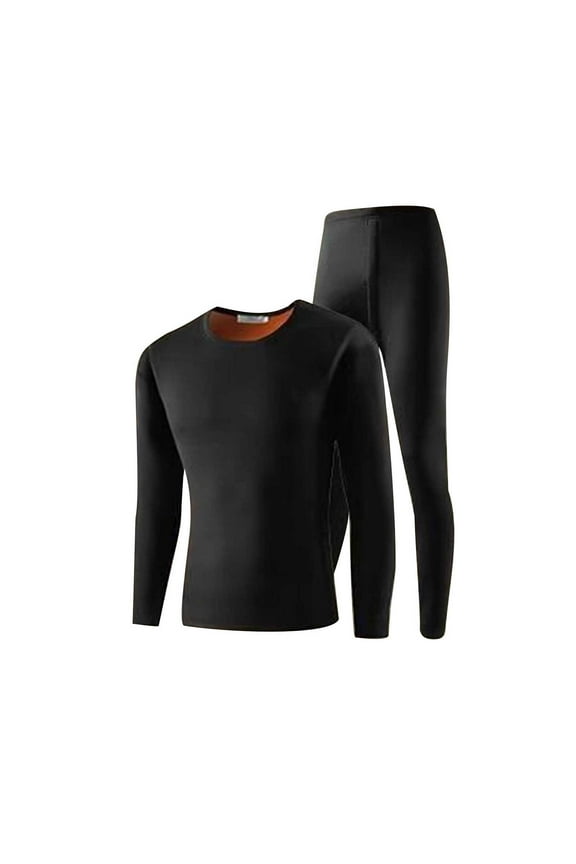 Thermal Underwear for Men Fleece Lined Seamless Long Johns Crew Neck Hunting Gear Base Layer Dralon Winter Cold Weather Riding Top and Bottom Sets
