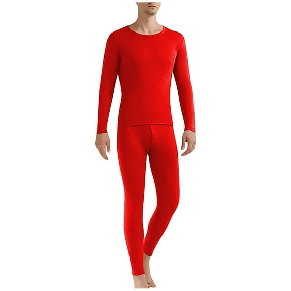 Dreluolixuan Thermal Underwear for Men Set Long Johns Crew Neck Hunting Gear Base Layer Cold Weather Camping Top and Bottom Sets
