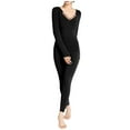 thumbnail image 1 of Dreluolixuan Thermal Underwear for Women Soft Long JohnsTight V Neck Base Layer Mesh Cold Weather Casual Top and Bottom Sets, 1 of 4