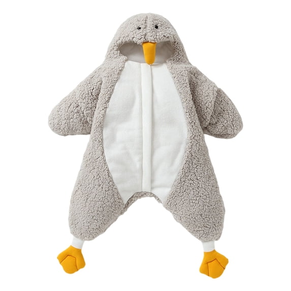 Dreluolixuan Toddler Penguin Hooded Fleece Soft Sleep Sack with Feet Kids Wearable Blanket Zipper Cute Winter Warm Footed Sleeper
