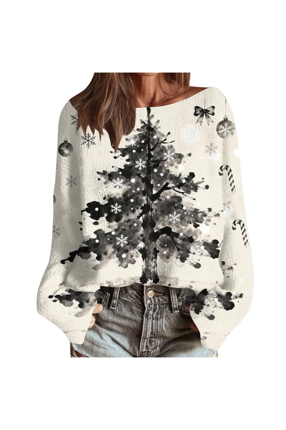 Ugly Christmas Sweater Couples Crew Neck Warm Pullover Knit Stretch Coat Office Cozy Versatile Tops