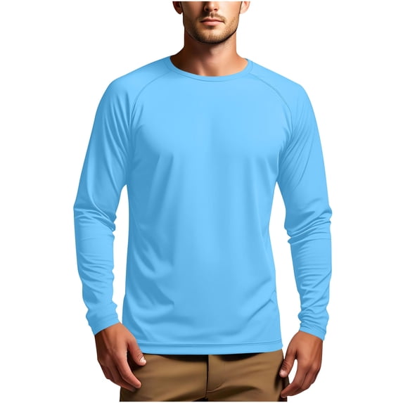 Dreluolixuan Upf 50 Clothing Men Sun Protection UV SPF Long Sleeve Performance Quickly Dry Fishing Shirt Lightweight Tops Hiking Running Work Tops
