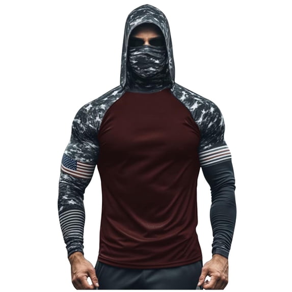 Dreluolixuan Upf Sun Protection Shirts for Men UV SPF Long Sleeve Performance Quickly Dry Fishing Shirt with Face Mask Lightweight Hoodie Jacket Hiking Running Travel Tops