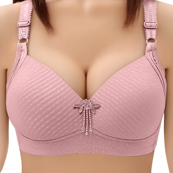 Dreluolixuan Wireless Push up Bras for Women Plus Size Supportive Bras Full Coverage Padded Spaghetti Strap Bralettes Breathable Casual Underwear