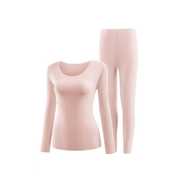 Dreluolixuan Women's Thermal Underwear Set Seamless Soft Long Johns Crew Neck Base Layer Winter Cold Weather Top and Bottom Sets