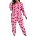 thumbnail image 1 of Dreluolixuan Womens Bamboo Pajamas Set Long Sleeve Soft Top Elastic Waist Pants Heart Printed Winter Warm Cozy Nightwear, 1 of 6