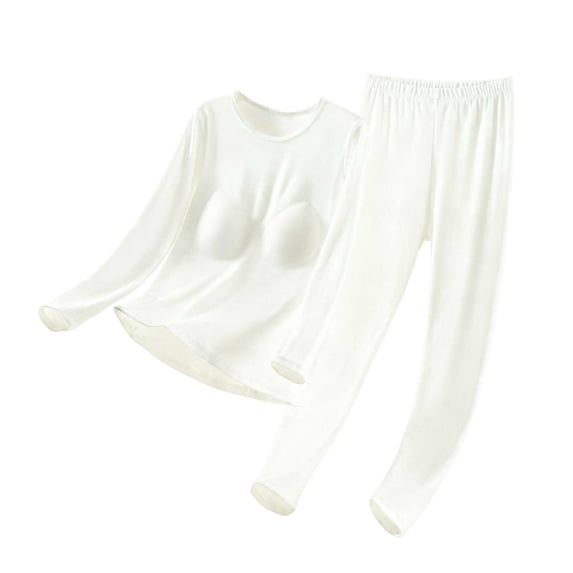 Dreluolixuan Womens Long Underwear Set Fleece Lined Leggings Crew Neck Base Layer Dralon Cold Weather Comfortable Top and Bottom Sets