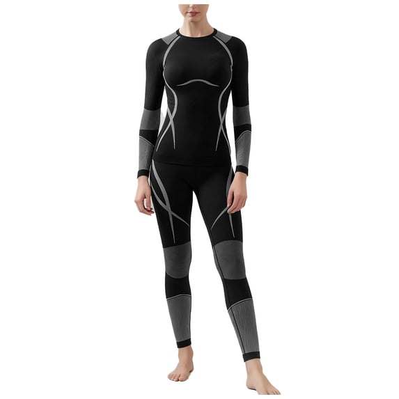 Dreluolixuan Womens Long Underwear Sets Long Johns Quick drying Crew Neck Base Layer Winter Cold Weather Ski Top and Bottom Sets