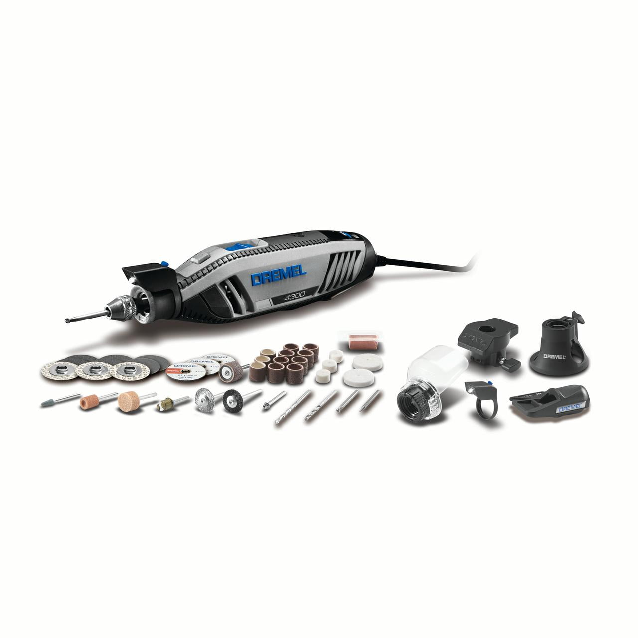 4300 Series 1.8 Amp Variable Speed Corded Rotary Tool Kit w/ Mounted Light,  40 Accessories, 5 Attachments, Carrying Case