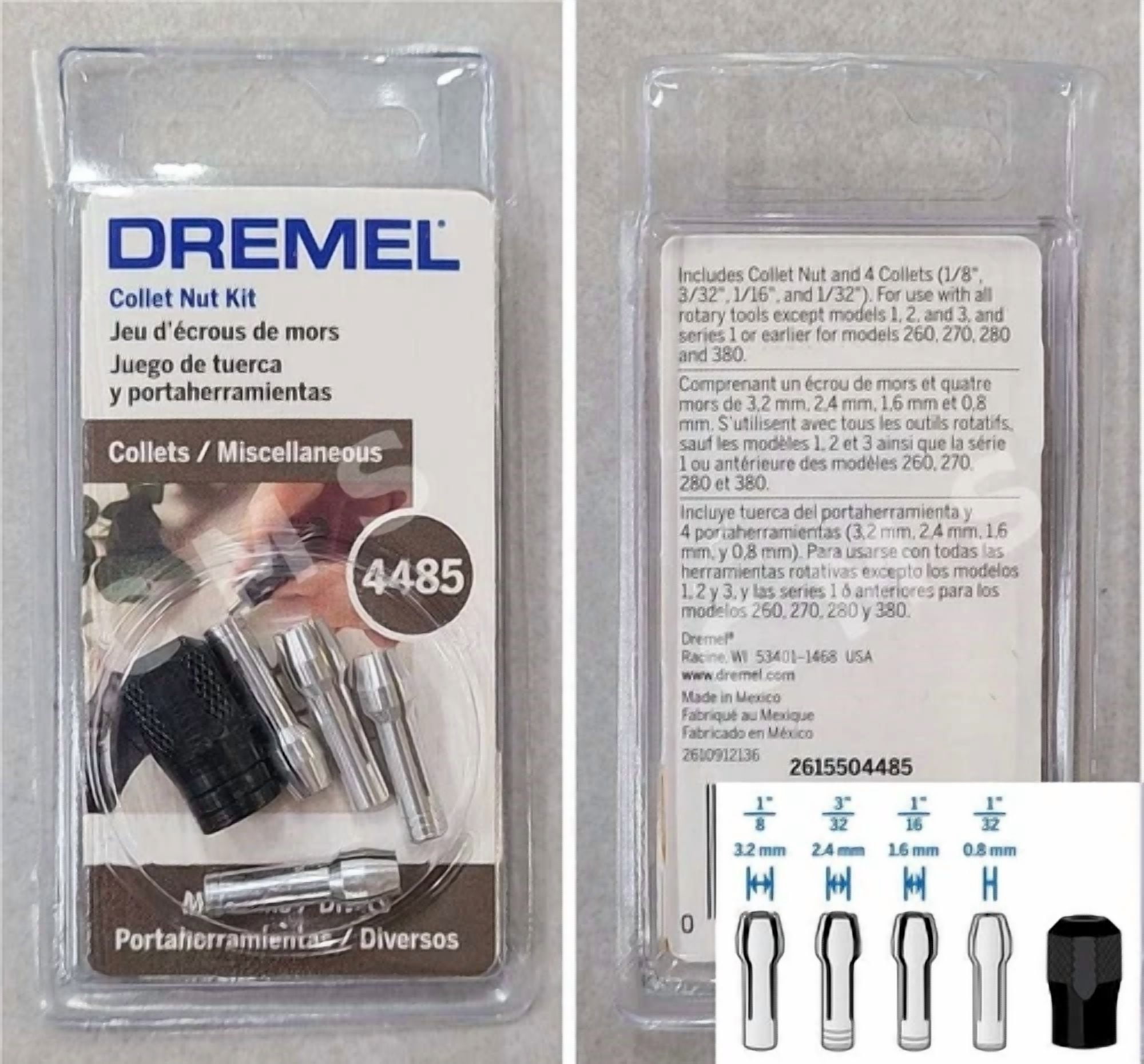 FOTYBEI 15PCS Drill Chuck Collet Set For Dremel, Rotary Tool, 0.8-3.2mm Shank, Keyless Quick Change Chuck, Metal Nut, Brass Collet - View #7