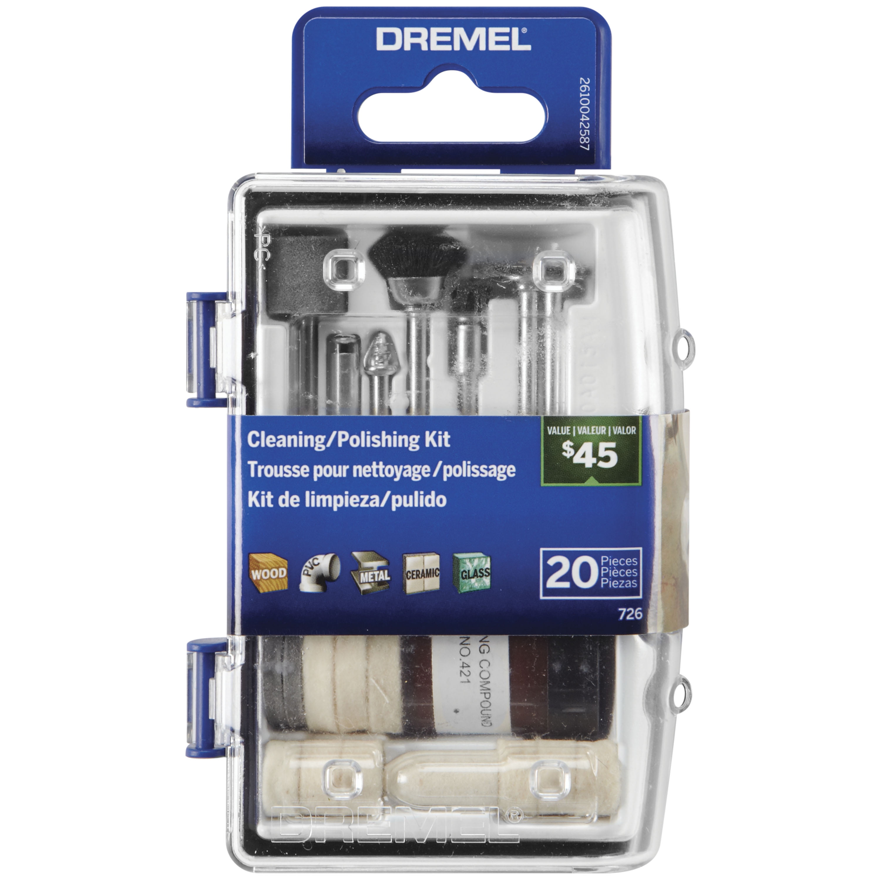 Dremel 726-02 Cleaning & Polishing Rotary Tool Accessory Micro Kit, Buffing Wheels, Polishing Bits, and Compound, 20 Pieces