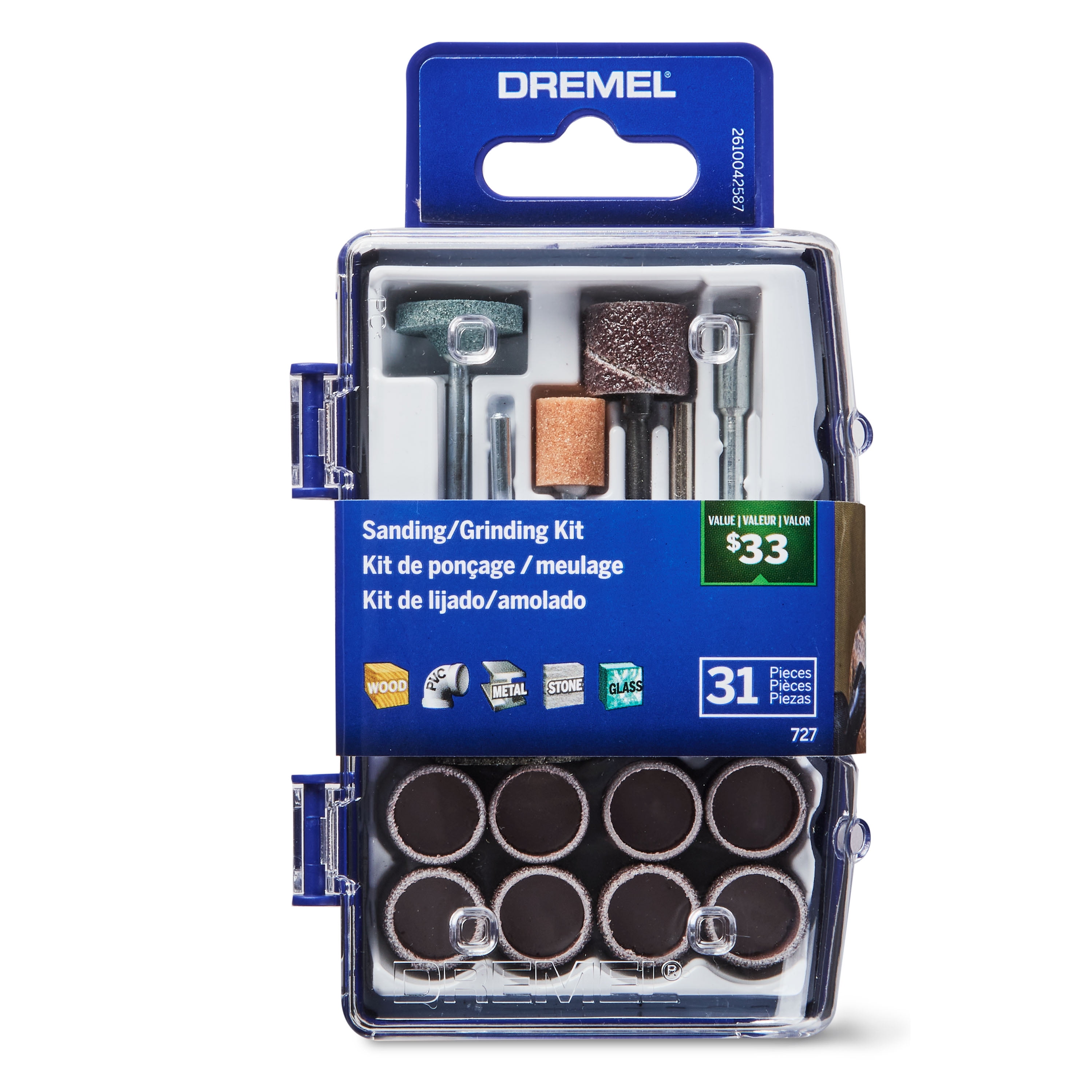 Dremel Micro kit d'accessoires rotatifs de ponçage/meulage 31 pièces Dremel  727-01