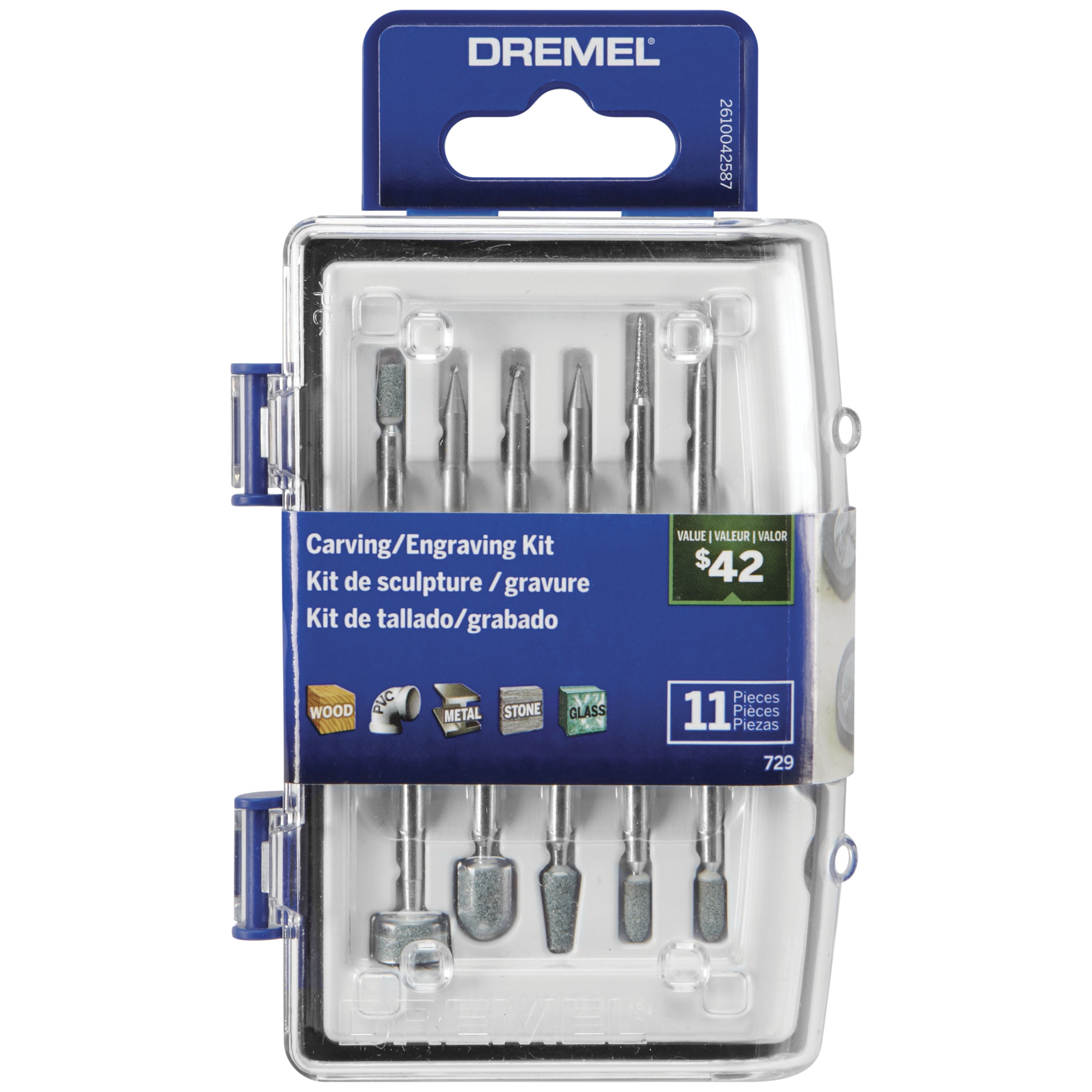Dremel 729-02 Carving & Engraving Rotary Tool Accessory Micro Kit for Wood, Metal, and Glass, 11 Pieces