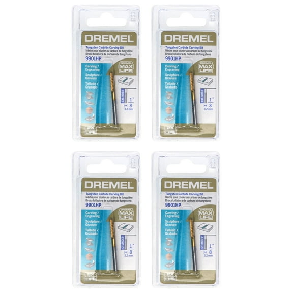 Dremel ACC 9901HP 1/8" (3.2mm) Tungsten Carbide Rotary Carving Bit (4-Pack)