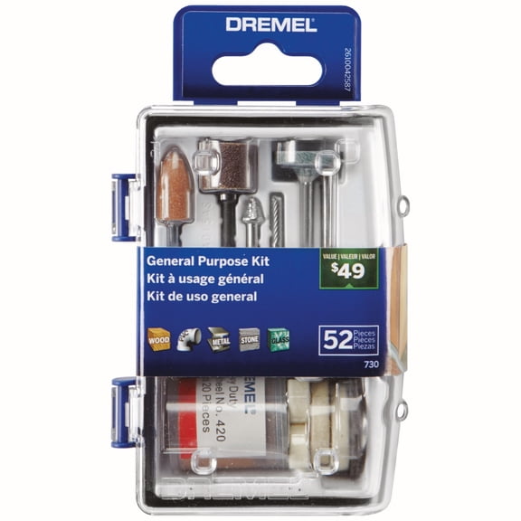 Dremel All-Purpose Rotary Tool Accessories Kit - 52 Piece Assorted Set- Includes a Carving Bit, Sanding Drums, Grinding Stones, Cutting Discs, and a Storage Case New Model