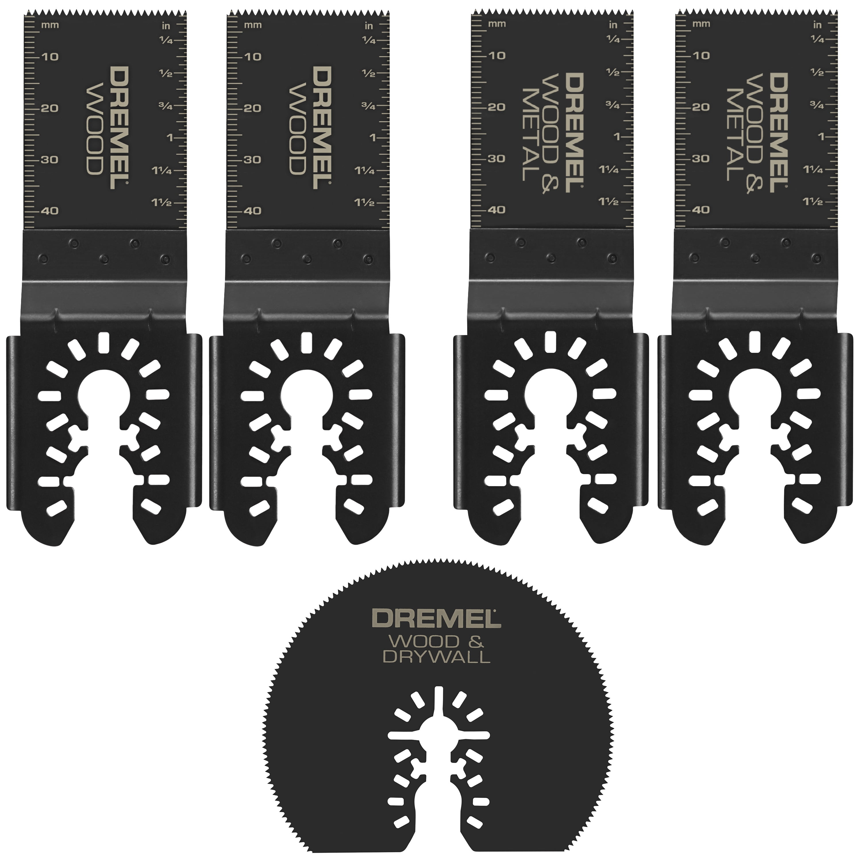 Dremel Cutting Set Including A Mix Of Drywall Wood And Wood And Metal Dual Interface Oscillating Blades 5Pc
