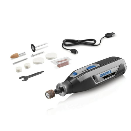 Dremel Lite 7760-N/10W 4V-Cordless Variable Speed Rotary Tool with Integrated 2Ah Li-Ion Battery, & 10 Rotary Tool Accessories