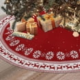 thumbnail image 1 of Dremisland Christmas Tree Skirt Rustic Christmas Tree Mat with Snowflake Reindeer Red Knitted Xmas Tree Skirts Thick Knitted Xmas Holiday Decoration New Year Home Party Decorations (Red, 48inch/122cm), 1 of 6