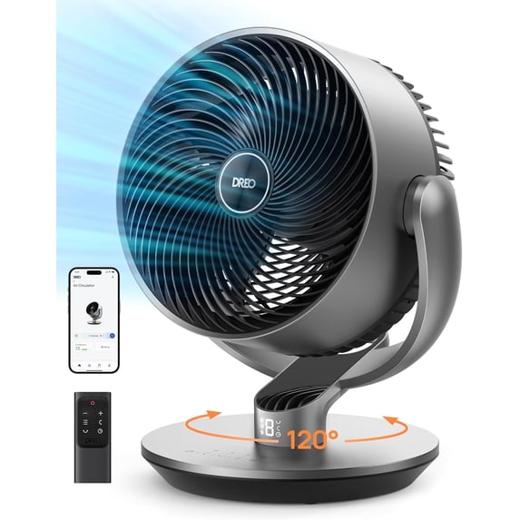 Dreo 16 Inch 25dB Quiet Smart Fans for Bedroom, DC Room Fan with Remote, 120°+120° Oscillating Fan, 6 Modes, 9 Speeds, 12H Timer,Works Alexa/Google/WiFi/Voice Control, Silver, Oversize (DR-HAF004S)