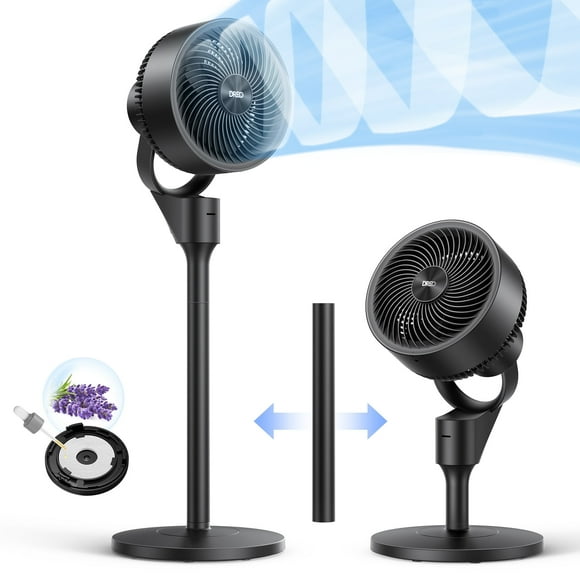 Dreo Pedestal Fan for Home, 2-in-1 Oscillating Fans for Table or Floor, 80ft Floor Fan for Room, 3 Speeds, 25dB, AC Motor,80 Horizontal + 90 Manual Vertical Oscillating Standing Fan, Aroma Pad