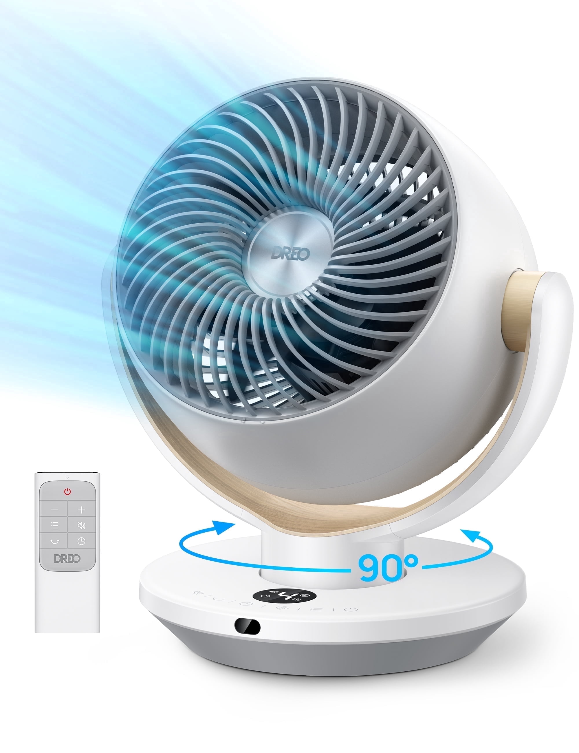 Dreo Fan for Bedroom, Desk Air Circulator Fan with Remote, 11 inch Table Fans for Whole Room, 60ft Powerful Airflow, 120° Vertical Manual +90° Oscillating Fan, 4 Speeds, 8H Timer, Quiet Fan, Home