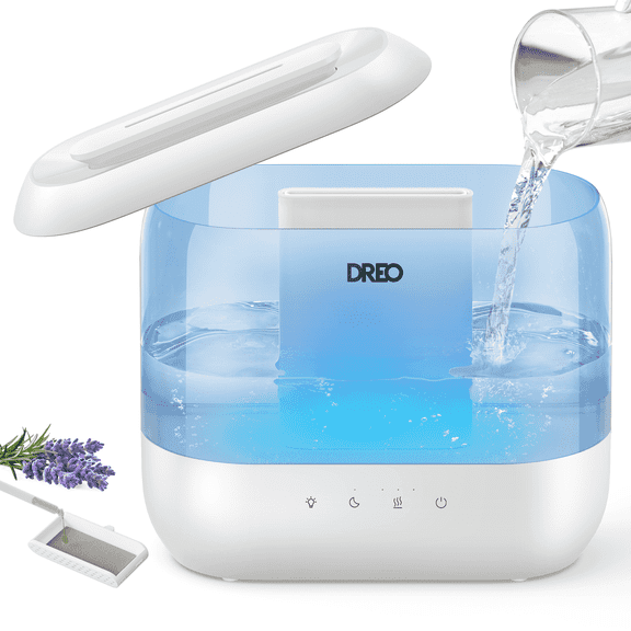 Dreo Humidifier for Bedroom, 4L Cool Mist Top-Fill Ultrasonic Humidifiers, Essential Oil Diffuser and Nightlight, 32H Runtime, 28dB Quiet Vaporizer Humidifier for Home, Baby Room, Touch Control