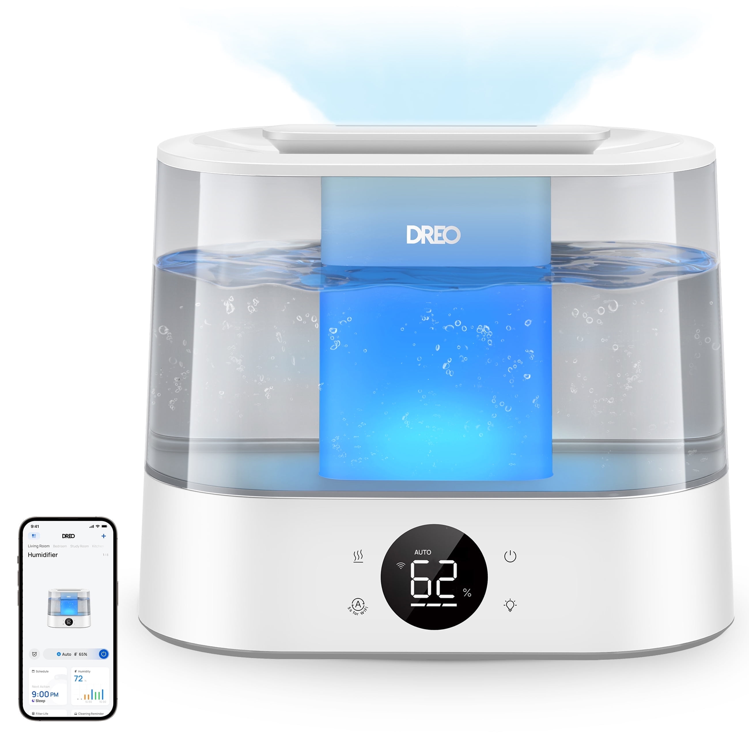 DREO Smart Humidifier for Room, 4L Cool Mist Top-Fill