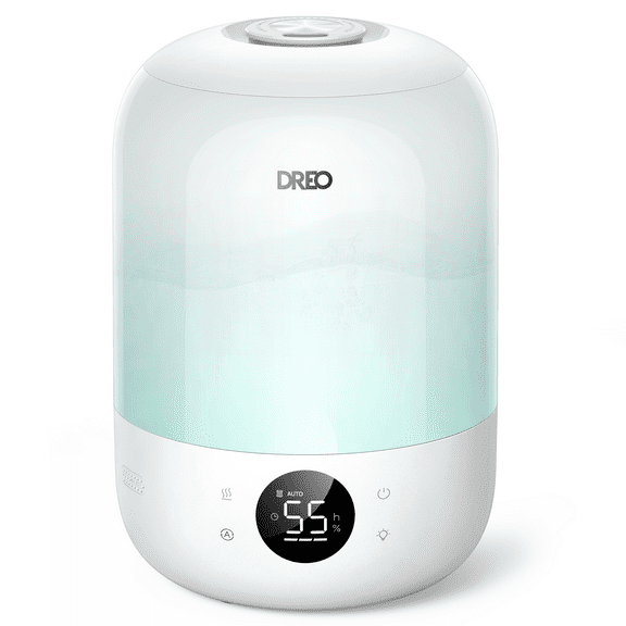 DREO Cool Mist Humidifier for Room, 3.7L Top-Fill & 35H Runtime Ultrasonic Humidifier, Custom Humidity Setting, Light Indicator & Aroma Tray, 26dB Quiet Humidifier for Home, Baby Bedroom, White