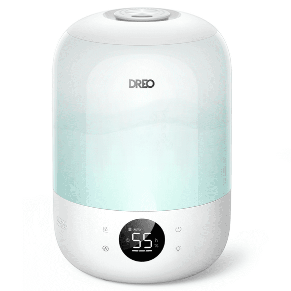 DREO Cool Mist Humidifier for Room, 3.7L Top-Fill & 35H Runtime Ultrasonic Humidifier, Custom Humidity Setting, Light Indicator & Aroma Tray, 26dB Quiet Humidifier for Home, Baby Bedroom, White