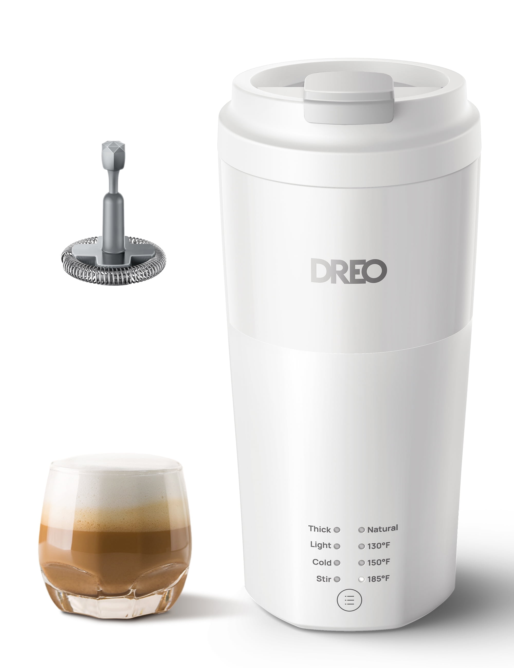 Dreo Electric Milk Frother for Coffee, 4-in-1 Warm and Cold Micro-foam Milk Maker, 8000 RPM, Multi-stage Frothing Technology for Cappuccino, Latte and More, Easy to Clean, White