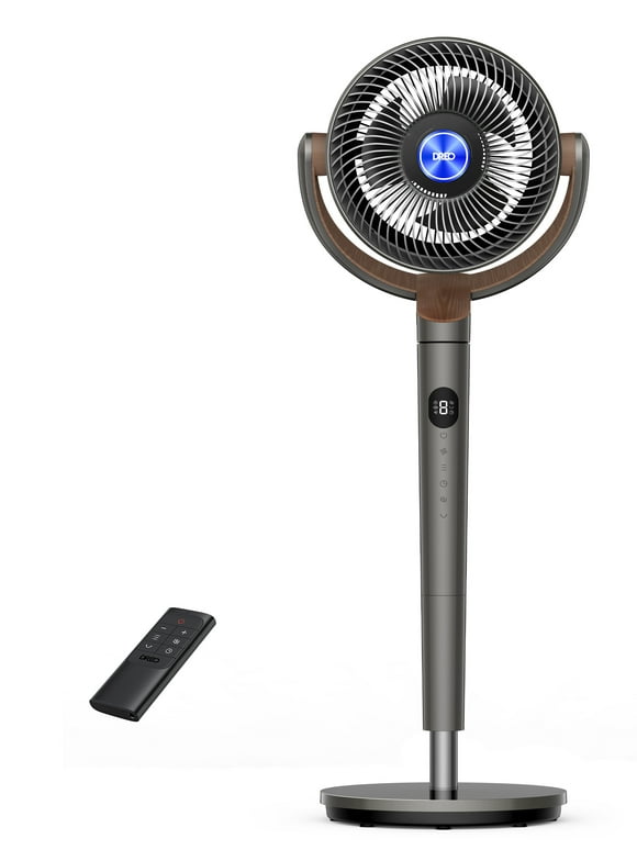 Dreo Pedestal Fans for Home, 8 Speeds, 3 Modes, 120°+120° Oscillating Quiet Fan for Bedroom, 80ft Standing Floor Fan with Remote, DC Motor 23db, 8H Timer, 35-40 Inch Adjustable Height