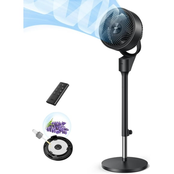 Dreo Poly Fan 306 for Bedroom, 80 Oscillating Fan with Remote, 80ft Floor Fan for Office, 25dB Quiet Standing Fan, Pedestal Fan with 3 Speeds, 90 Manual Vertical, 34-41" Adjustable Height, 6H Timer