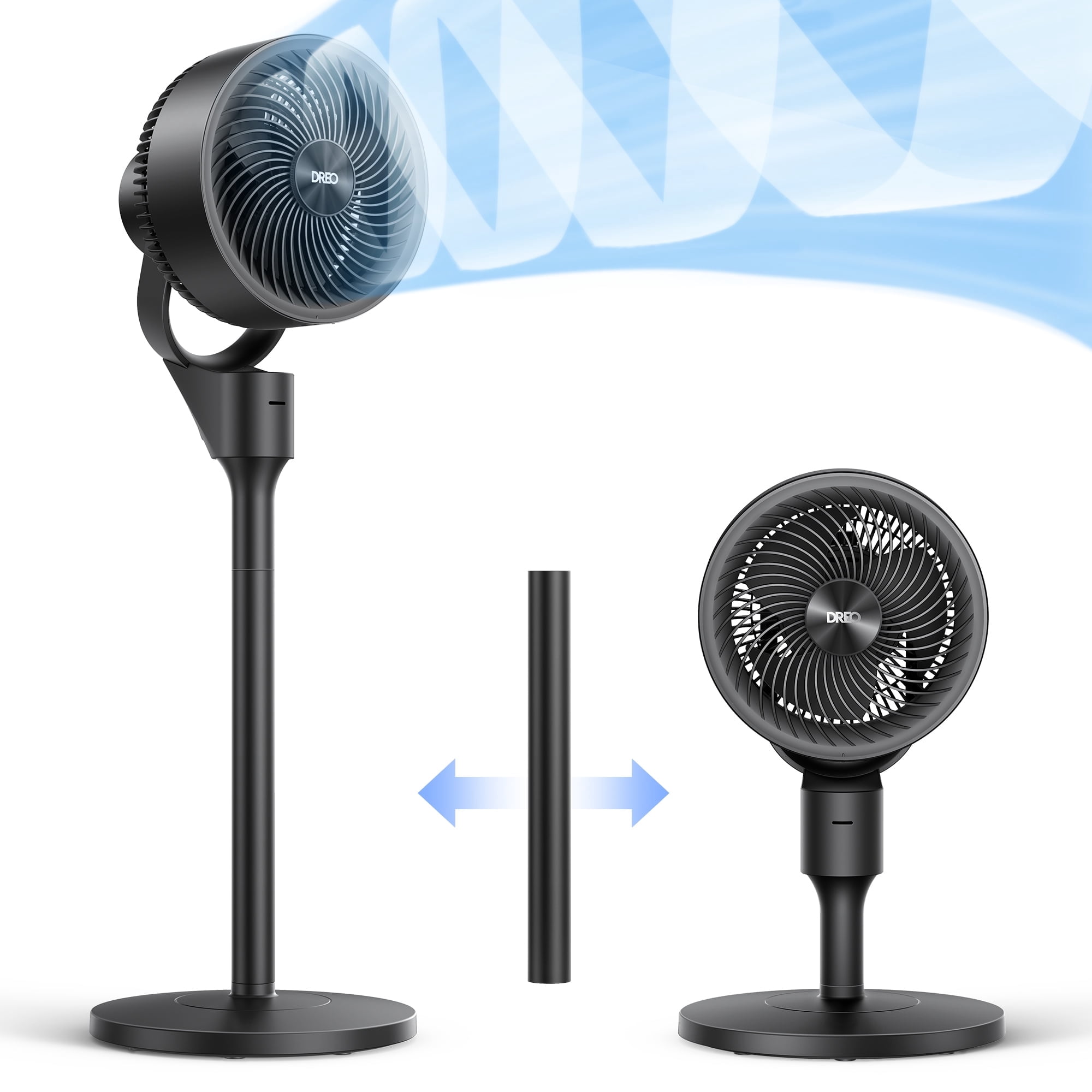 DREO Fan for Bedroom, 90 ft Powerful Airflow, 20 dB Ultra Quiet, 90° Oscillating Standing Fan, Whole Room Cooling, DC Motor, 8 Speeds, 3 Modes, 38-42" Height, 8H Timer, 105° Tilt