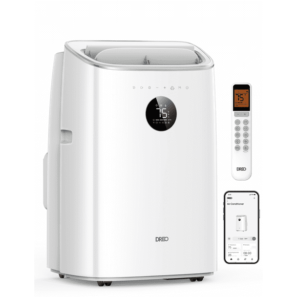 Dreo 6,000 BTU (10,000 ASHRAE) Portable Air Conditioners, Covers up to 250 Sq. Ft., Drainage-free Cooling, 45dB Quiet, APP/Voice/Remote, 24h Timer with Fan & Dehumidifier, Smart AC Unit for Room