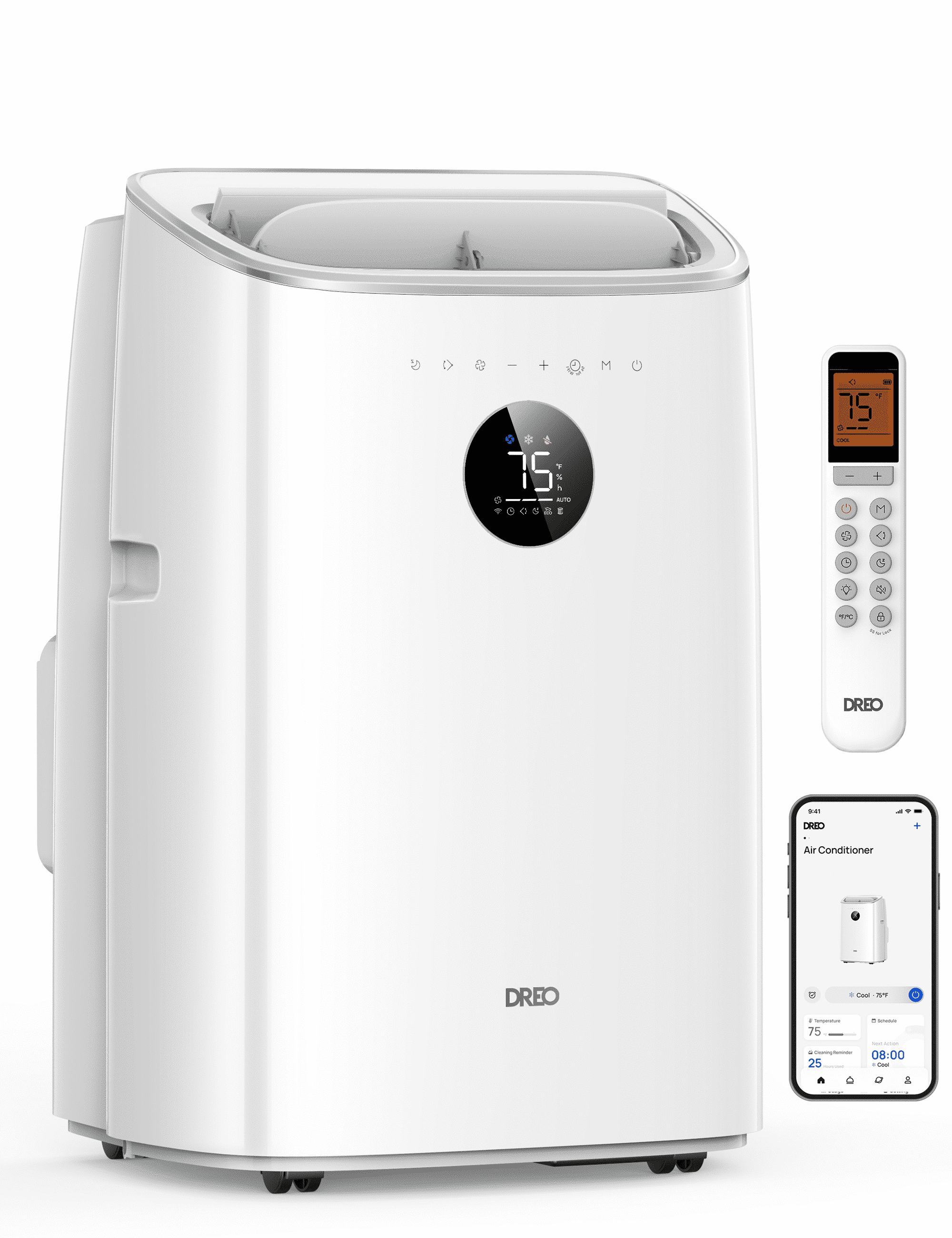 DREO Portable Air Conditioner 319S, 10000 BTU ASHRAE (6000 BTU DOE) Smart AC Unit for Bedroom with Drainage-free Cooling, Fan&Dehumidifier 3 in 1, APP/Voice/Remote, Quiet Standing AC for Room Indoors