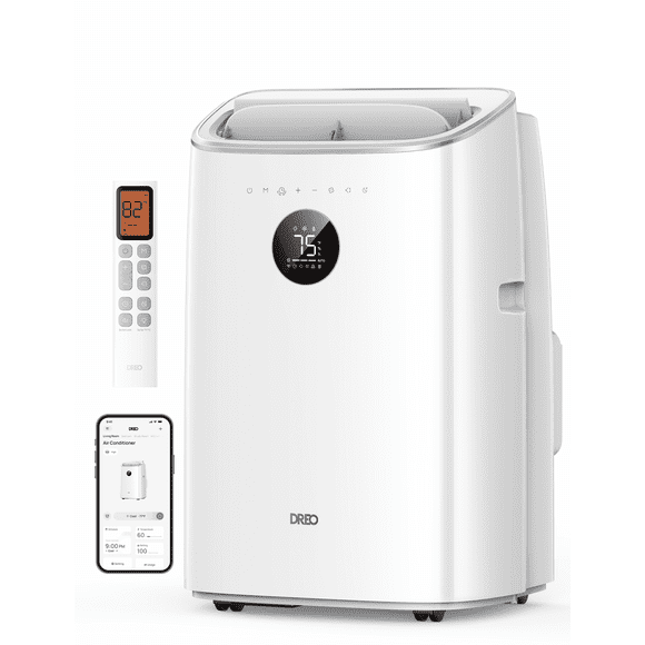 Dreo Portable Air Conditioner 8000 BTU ASHRAE (5000 BTU DOE), Drainage-free Cooling, 45dB Quiet Smart Standing AC for Room, APP/Voice/Remote, 24H Timer with Fan/Dehumidifier, Covers up to 150 Sq. Ft