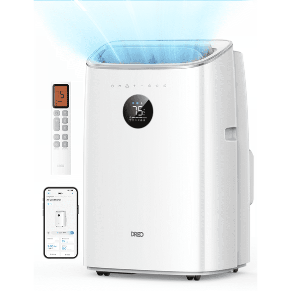 Dreo Portable Air Conditioner 8000 BTU ASHRAE (5000 BTU DOE), Drainage-free Cooling, 45dB Quiet Smart Standing AC for Room, APP/Voice/Remote, 24H Timer with Fan/Dehumidifier, Covers up to 150 Sq. Ft