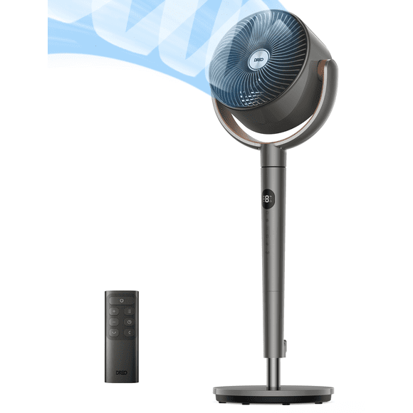 Dreo Quiet Osciallating Pedestal Fan, 9 Speeds, 3 Modes, 120°+120° Oscillating Quiet Fan for Bedroom, 80ft Standing Floor Fan with Remote, DC Motor 23db, 8H Timer, 37-42 inch Adjustable Height