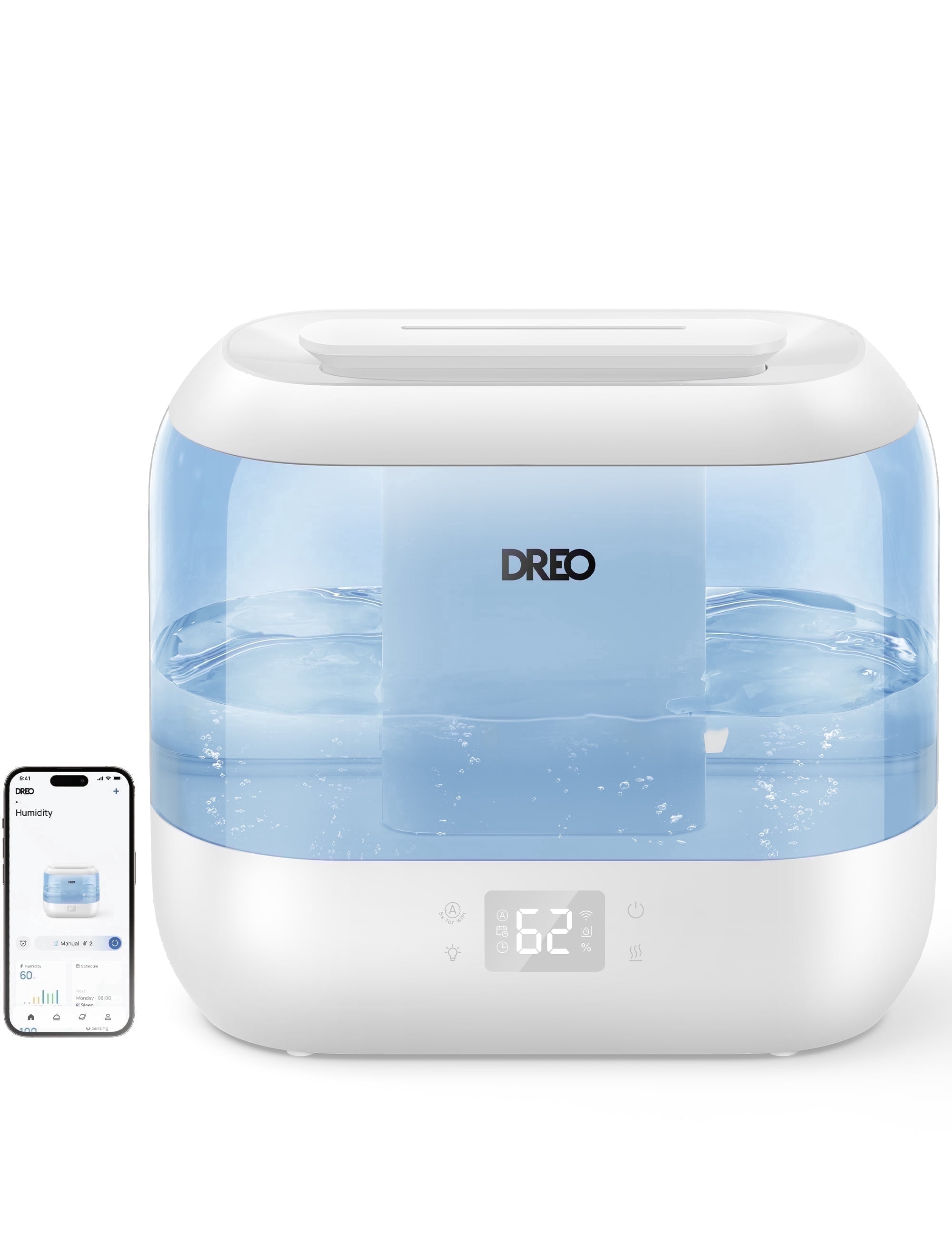 Dreo Smart Humidifiers for Room, 4L Top Fill Cool Mist Humidifier,Touch/APP/Voice Control,40H Runtime, Essential Oil Diffuser with Nightlight,Air Humidifiers for Home, Baby Bedroom, Blue
