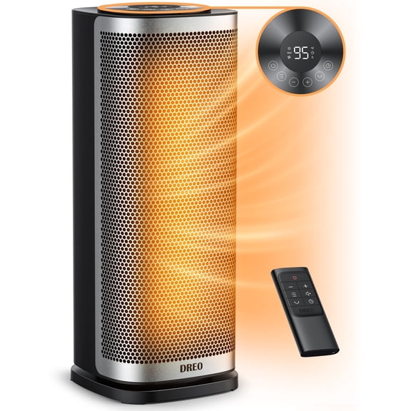 DREO Space Heater for Home, 70° Oscillating with Tip-over & Overheat Protection, Electric Heater 1500W with Remote, 1-12H Timer, Quiet Heaters for Inside