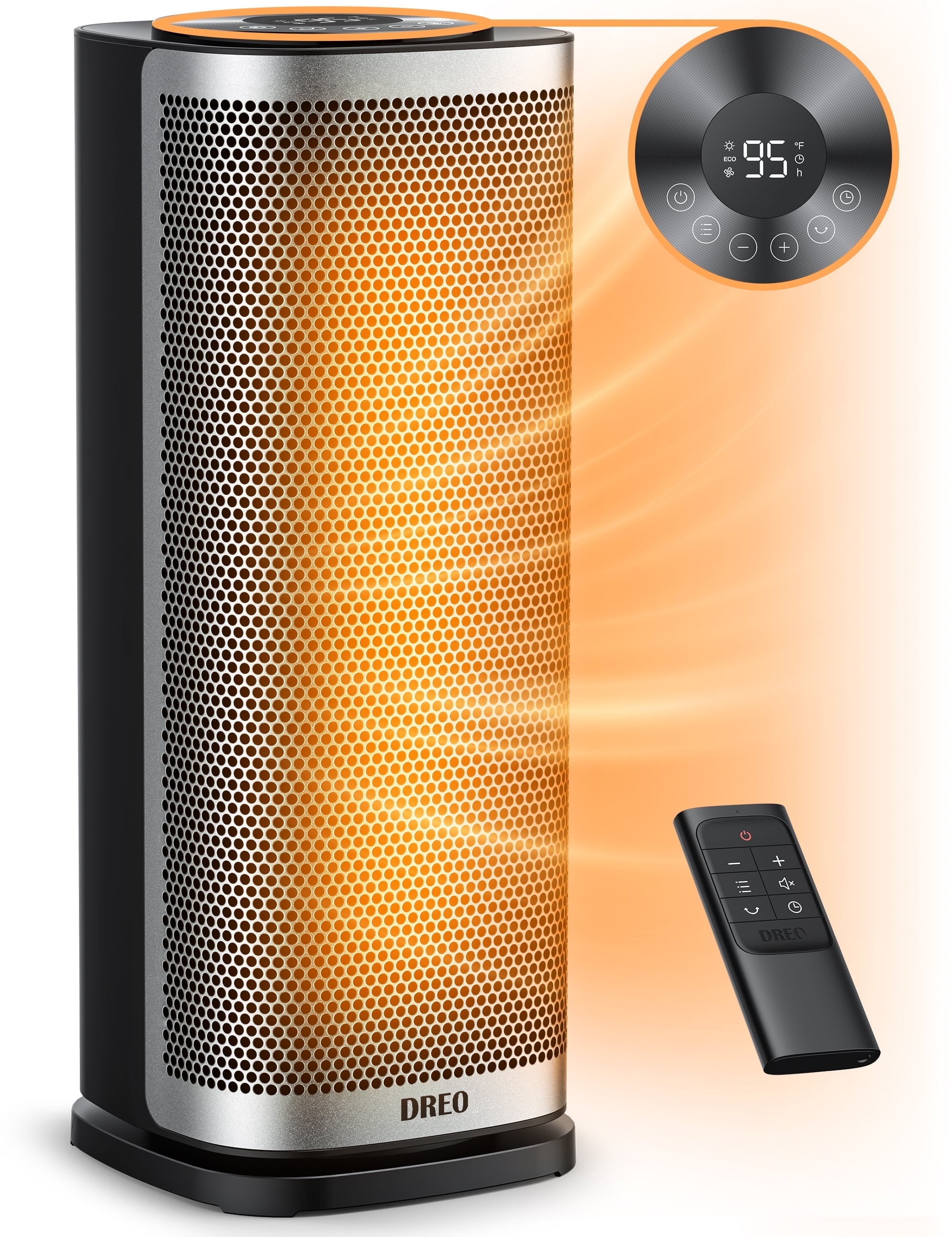 Dreo Space Heater for Home, 70 Oscillating with Tip-over & Overheat Protection, Electric Heater 1500W with Remote, 1-12H Timer, Quiet Heaters for Inside