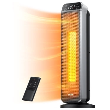 DREO Space Heater for Inside, Electric Heater for Home with Remote, 24" 11ft/s Fast Quiet Heating, 3 Modes, Safe Energy Efficient Heaters for Large Room, Bedroom, Silver