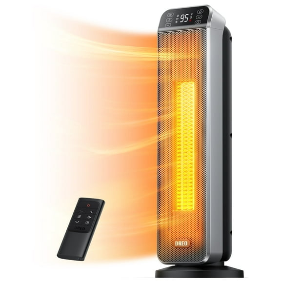 Dreo Space Heater for Inside, Electric Heater for Home with Remote, 24" 11ft/s Fast Quiet Heating, 3 Modes, Safe Energy Efficient Heaters for Large Room, Bedroom, Silver