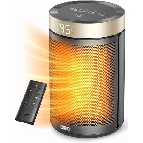 DREO Space Heater, Portable Electric Heaters for Indoor Use with Thermostat | 2026 Upgraded, 34dB Quiet, 12H Timer, 5 Mode, Remote, 1500W PTC Ceramic Fast Safety Heat for Office Bedroom Home, Gold