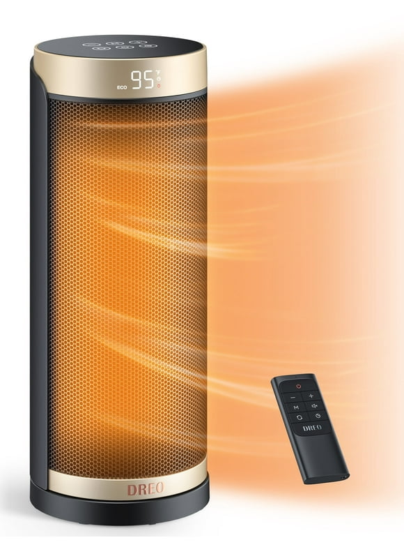 Dreo Space Heaters for Home, Portable Electric Heater with Remote, 70° Oscillation, 12H Timer, 1500W PTC Ceramic Heating with Thermostat, Safety Protection, Quiet Heaters for Inside, Gold