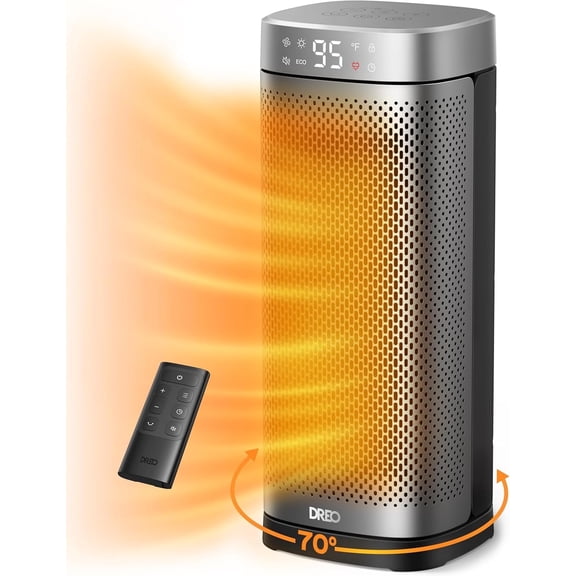 Dreo Space Heaters for Indoor Use, 1500W Fast Heating Portable Heaters with Remote, Large PTC Ceramic Electric for Bedroom, 12H Timer,70 Oscillation, Overheat Protection, Safety Heat for Home Office