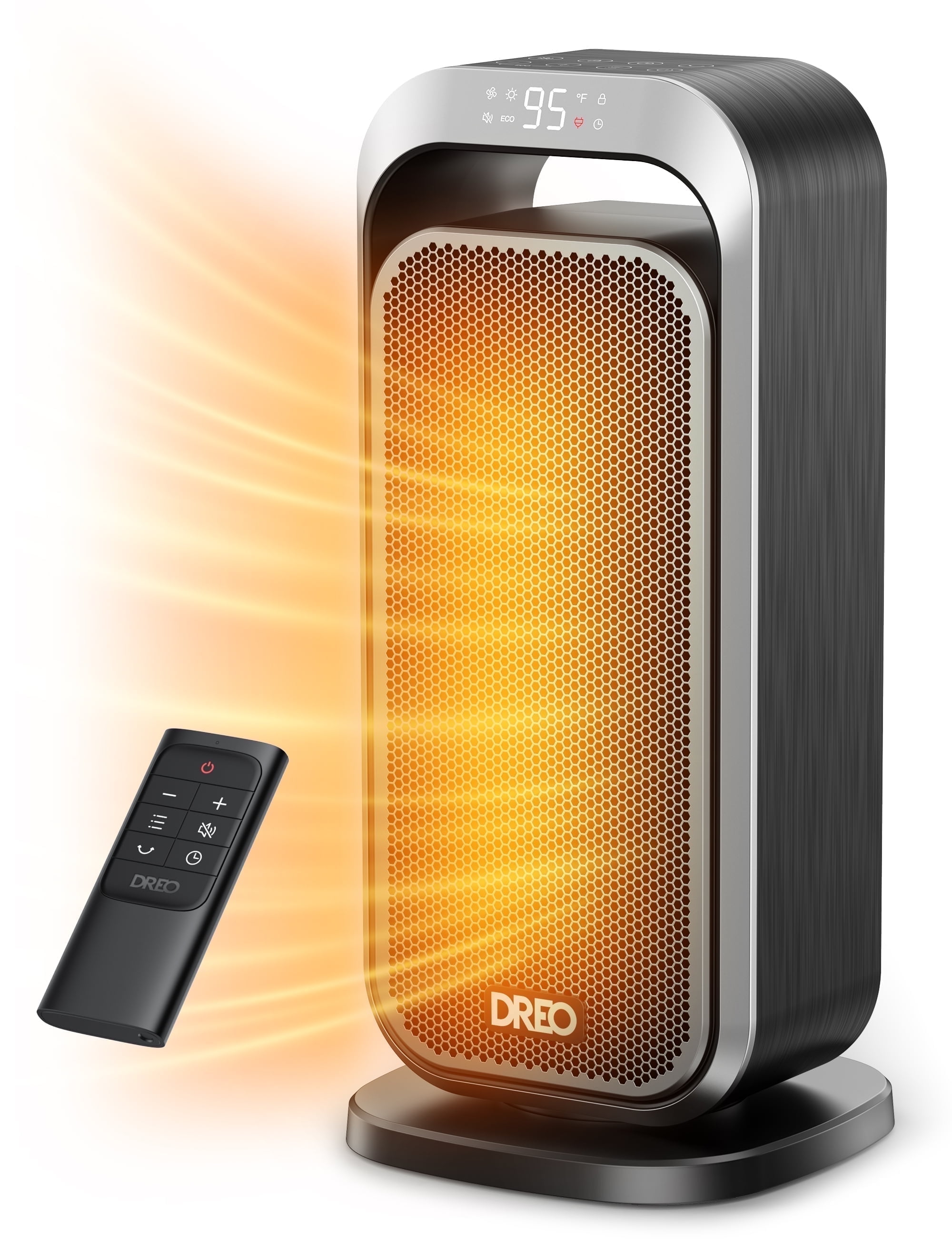 Dreo Space Heaters for Inside, 15 inch Portable Electric Heater with Remote, 70 Oscillation, 1500W PTC Ceramic Fast Safety Heater with Thermostat, ECO Mode, 12H Timer, Heater for Office, Bedroom
