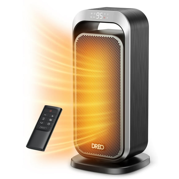 Dreo Space Heaters for Inside, 15 inch Portable Electric Heater with Remote, 70° Oscillation, 1500W PTC Ceramic Fast Safety Heater with Thermostat, ECO Mode, 12H Timer, Heater for Office, Bedroom