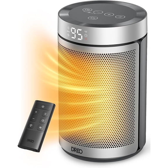 DREO Space Heaters for Inside, Portable Electric Heater for Home with Thermostat, 1-12H Timer, Eco Mode and Fan Mode, 1500W PTC Ceramic Fast Safety Energy Efficient Heater for Office Bedroom, Silver