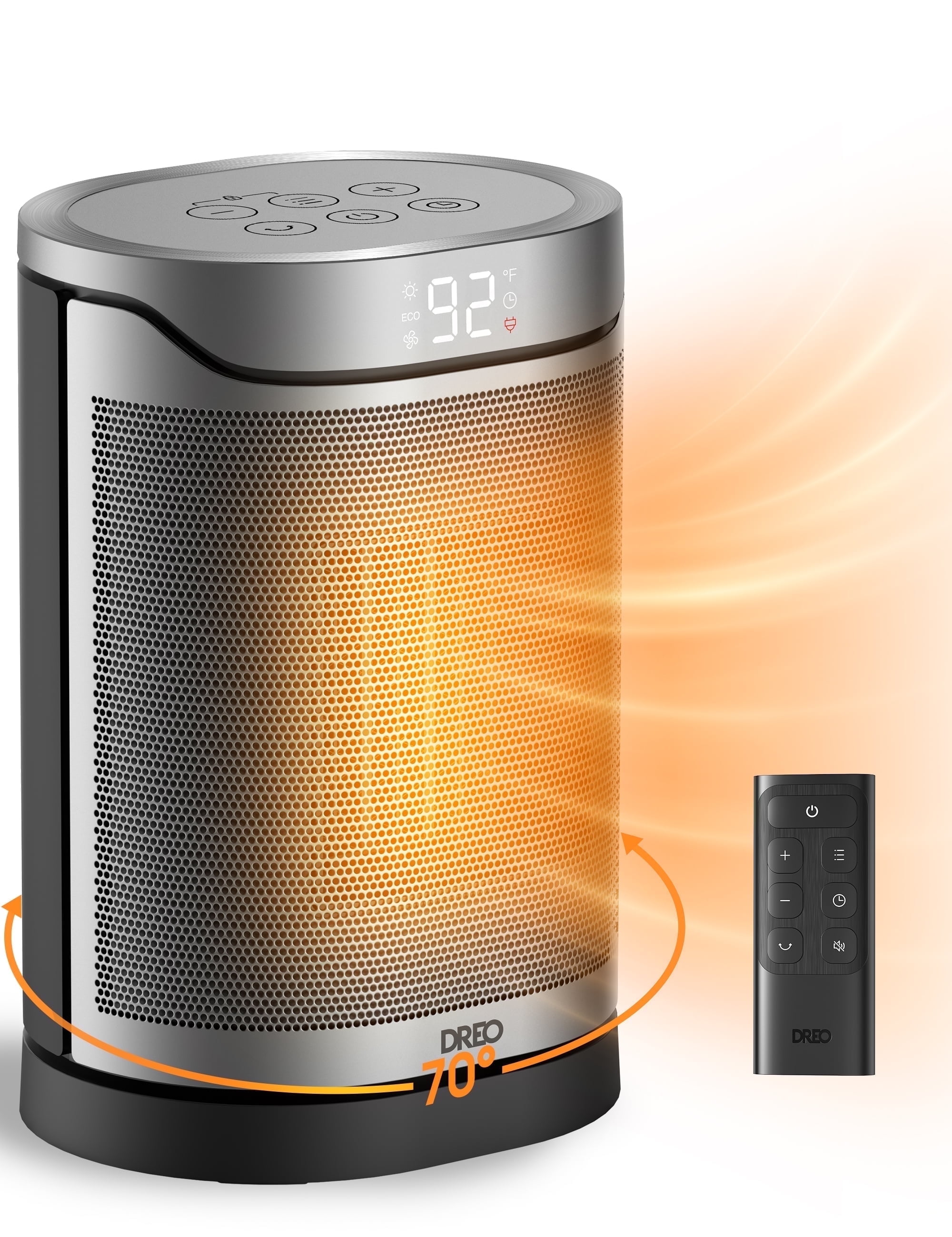 Dreo Space Heaters for Home, Portable Heater with Remote, 70 Oscillation, 1500W PTC Electric Heater with Thermostat for Inside, 1-12h Timer, Office